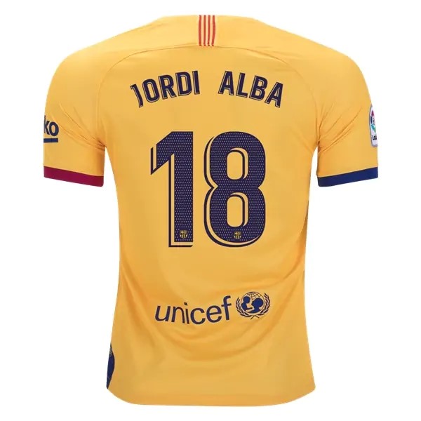 Camiseta Barcelona NO.18 Jordi Alba Segunda equipación 2019-2020 Amarillo